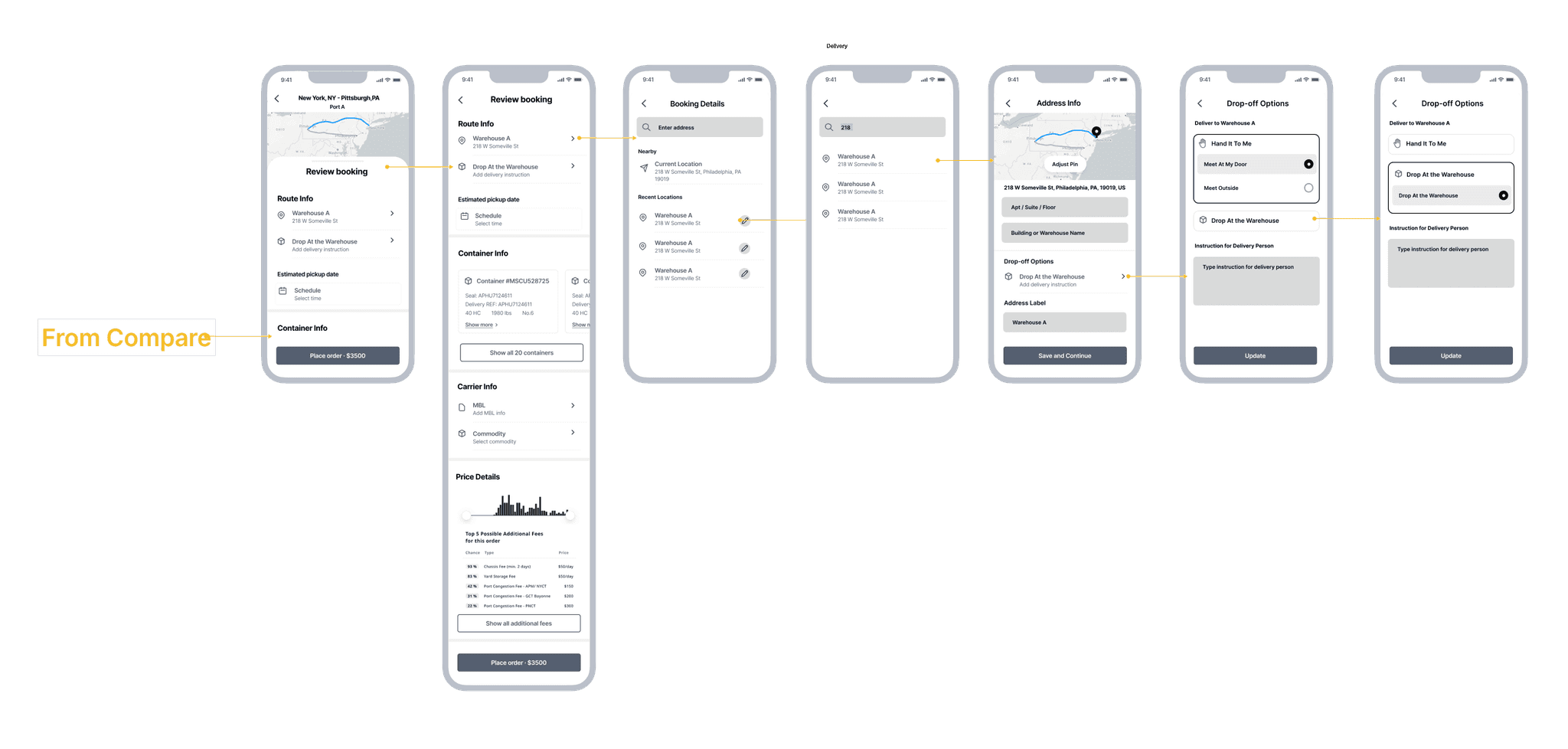 Wireframes: book a draft
