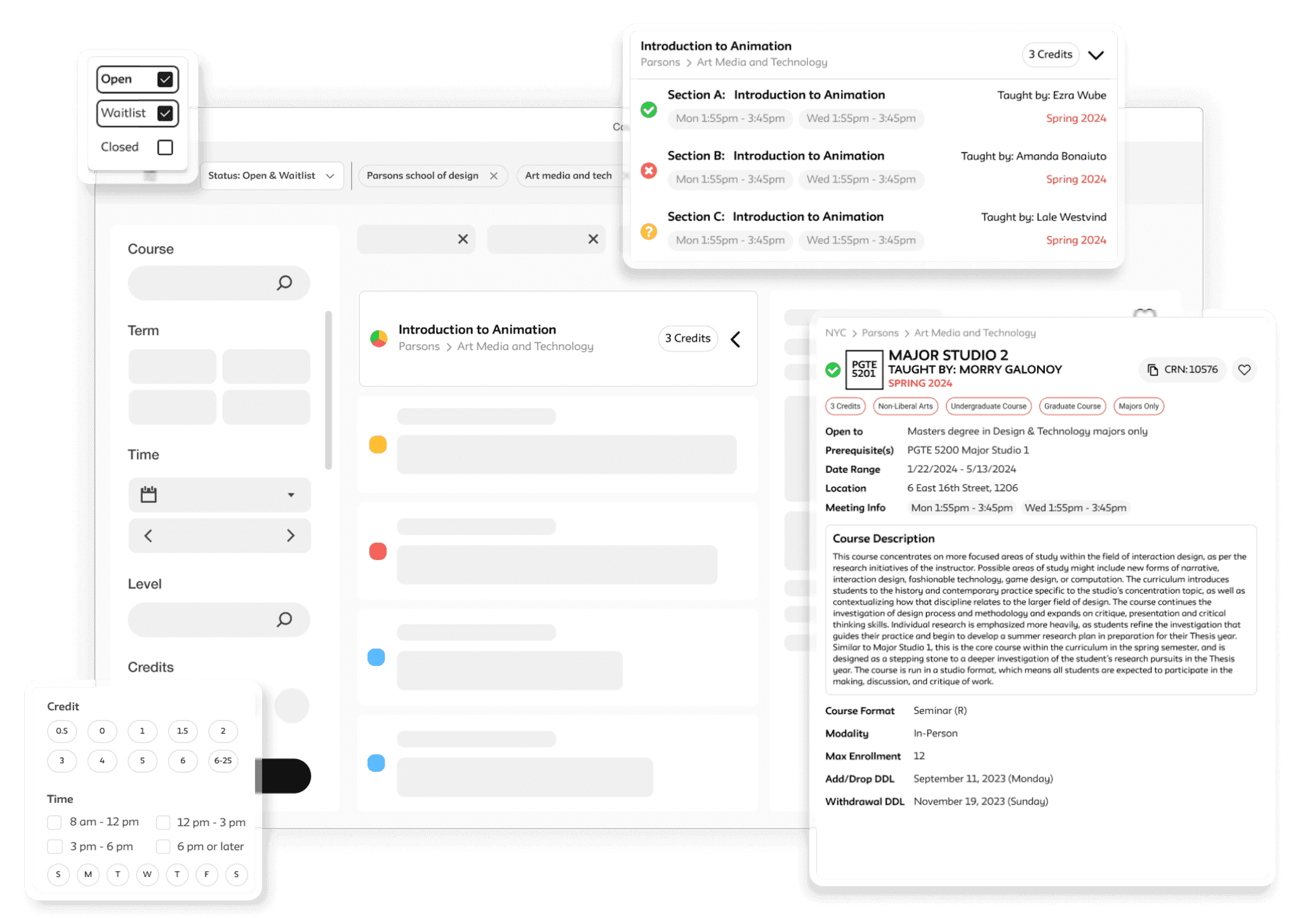 Redesigned course catalog overview
