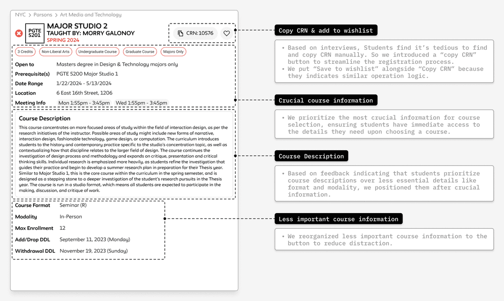 Redesigned course detail page