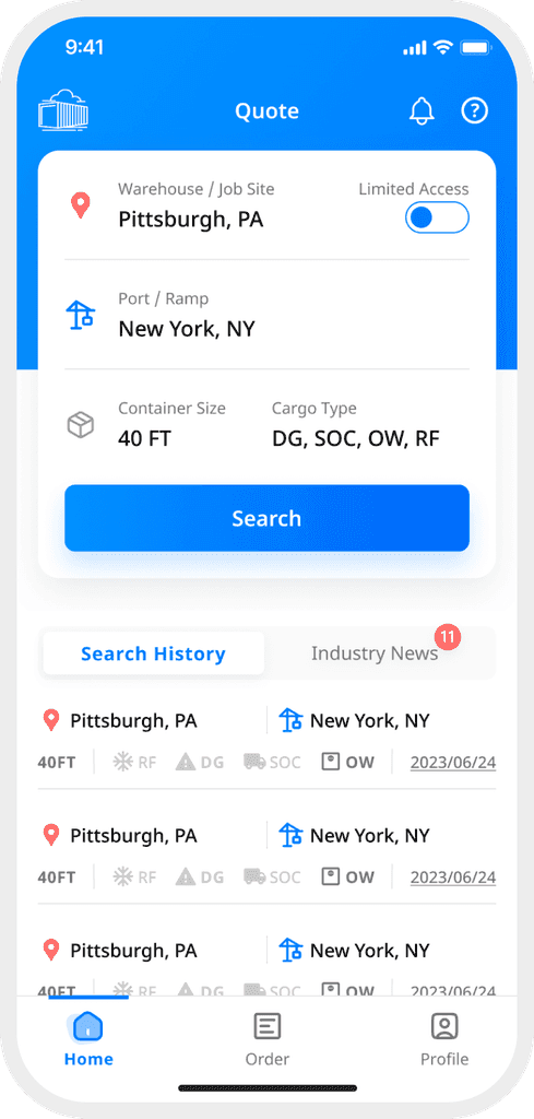 DrayEasy mobile app screen