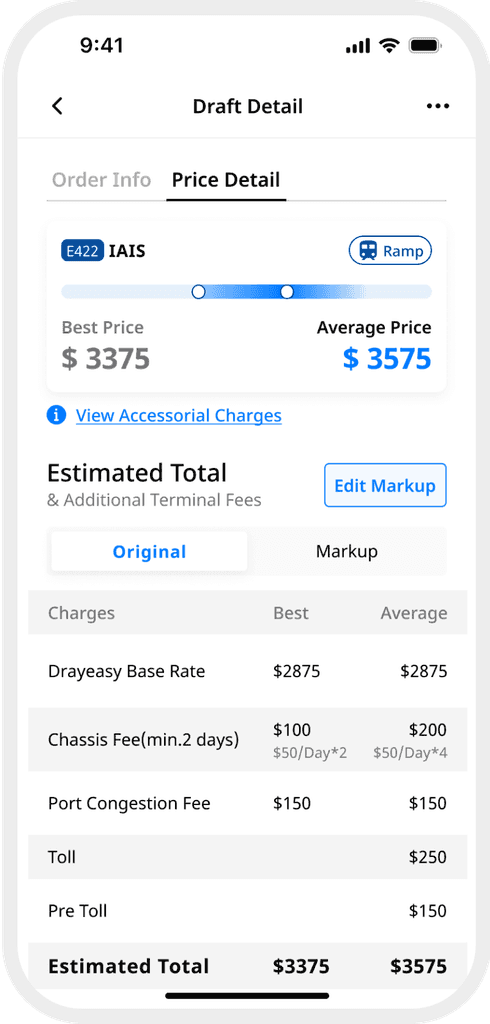 DrayEasy mobile app screen